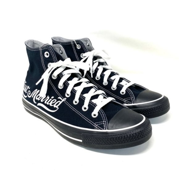 Converse Chuck Taylor High Wedding Canvas Black Men Sneakers Custom 171212C-BLK - Picture 4 of 9